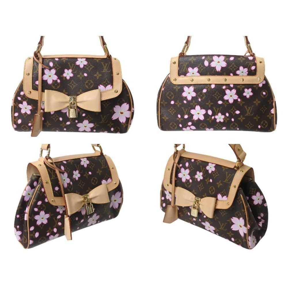 Louis Vuitton Retro Monogram Handbag Brown Maroon Sac Cherry Blossom